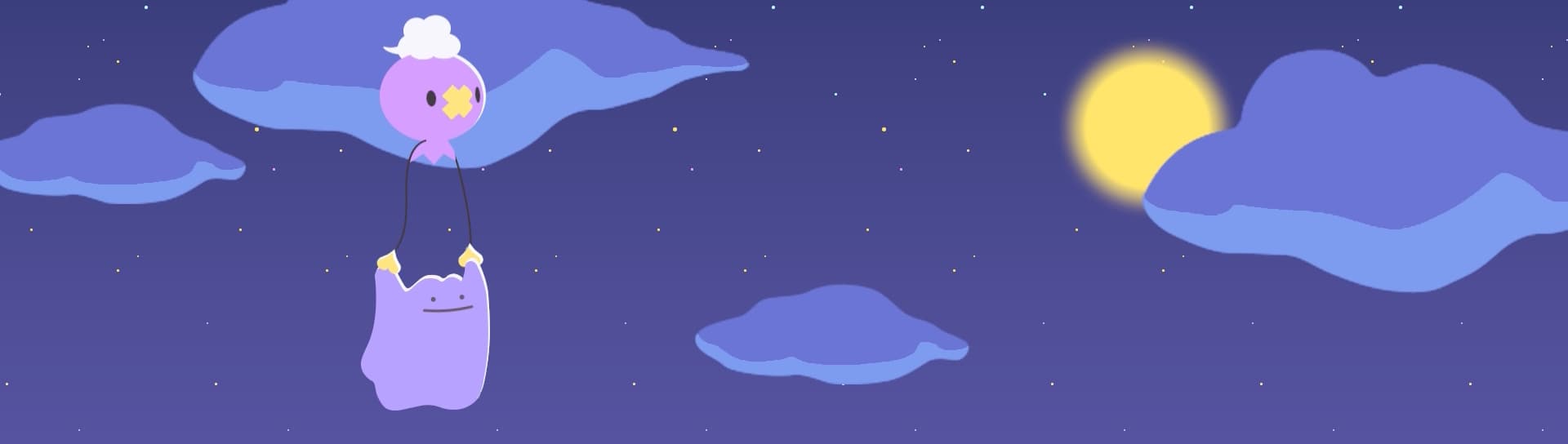 飄飄球帶著寶可夢玩偶飛越夜空